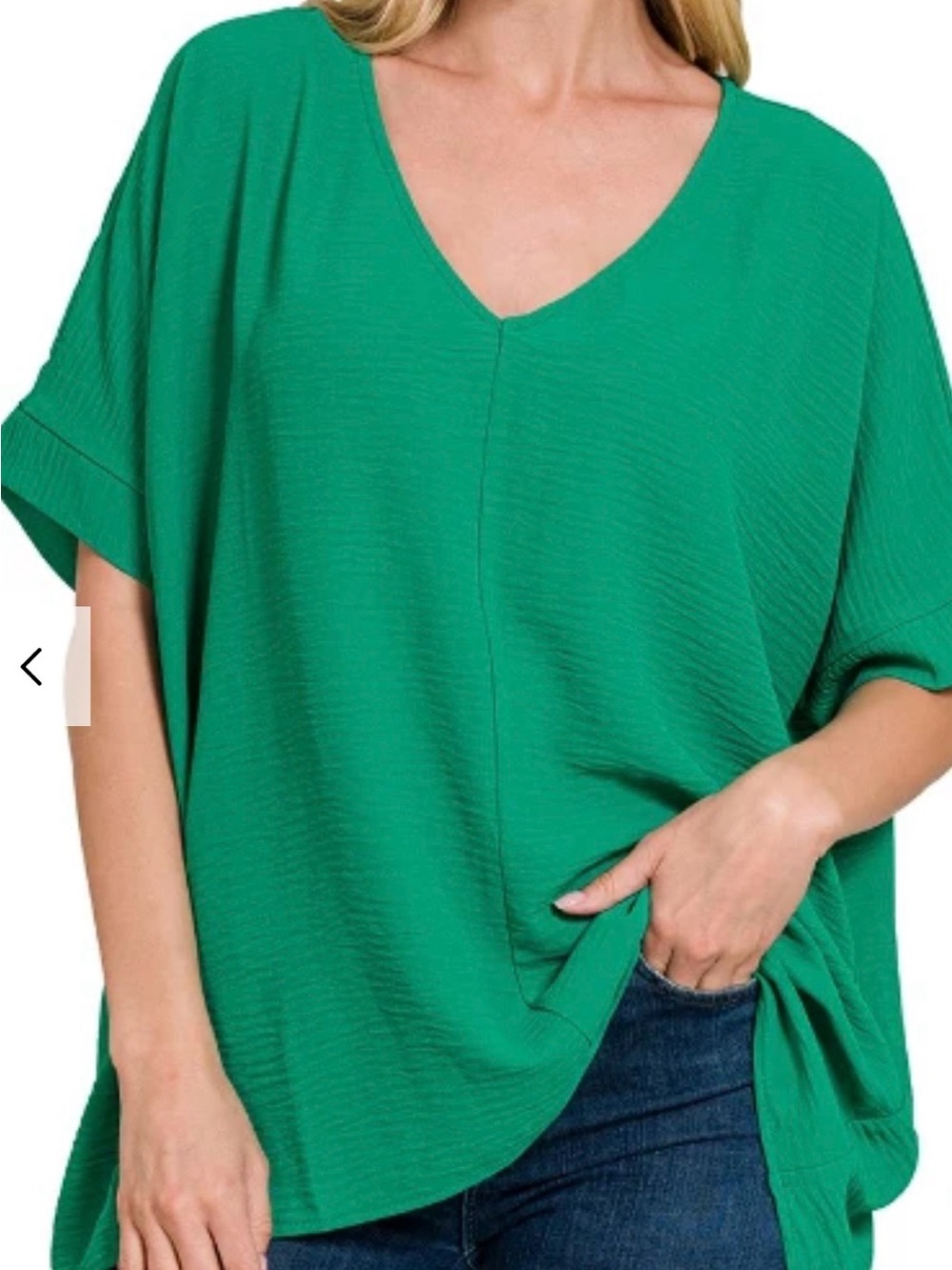 Zenana Outfitters V-Neck Short Sleeve Tunic Top - Green